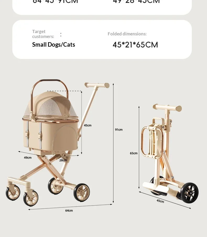 2026 New One Click Foldable Pet Stroller Portable Separable Light Weight Universal Outdoor Travel for Cats and Dogs Pet Stroller