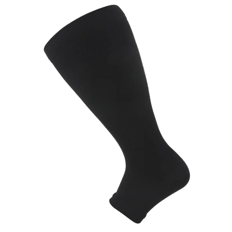 1Pair 2XL-7XL Plus Size Compression Socks Open Toe Compression Women& Men 15-20mmHg Wide Calf Knee High Toeless Compression Sock