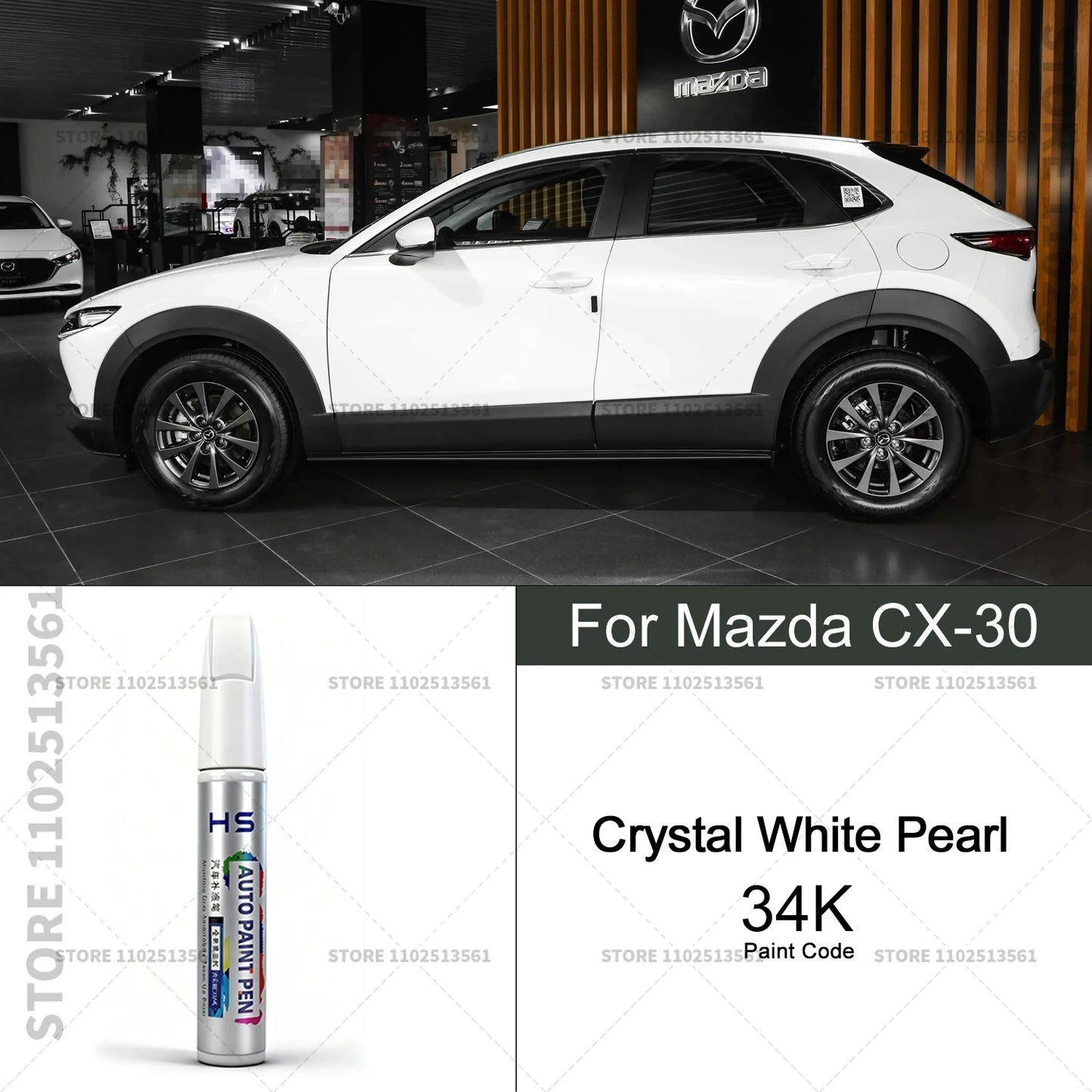 Car Paint Repair Pen Touch Up Scratch Remover DIY Auto Accessories For Mazda CX-30 Blue 42M White 34K Red 42V Grey 47C 46G