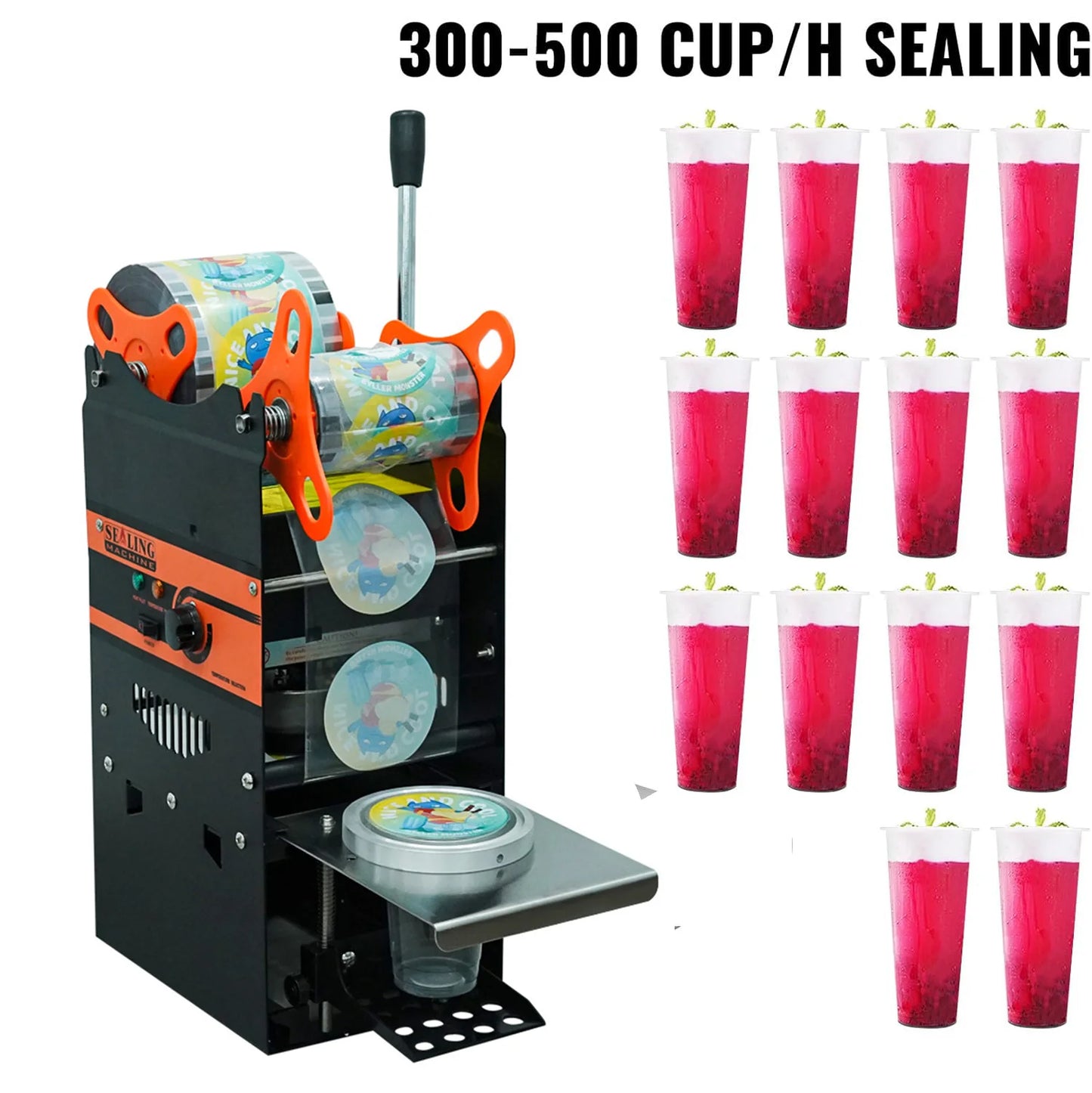 WY802F Manual Bubble Tea Cup Sealing Machine Electric Boba Cup Sealer for Plastic Paper Cups