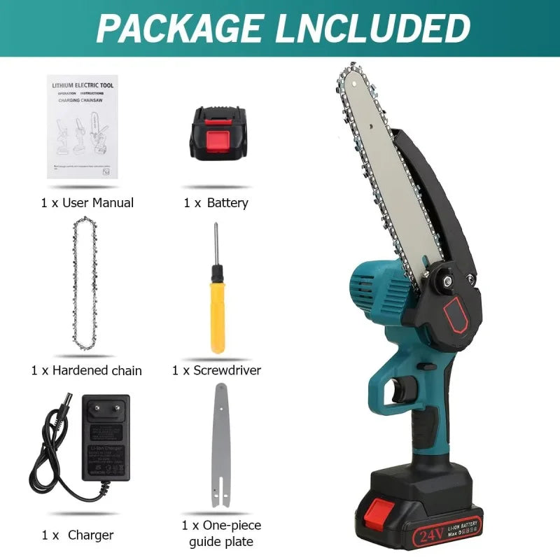 8 Inch Electric Garden Logging Wood Chainsaw With Automatic Oiler Pruning Woodworking Power Tool Compatible For 21V Lithium Battery
