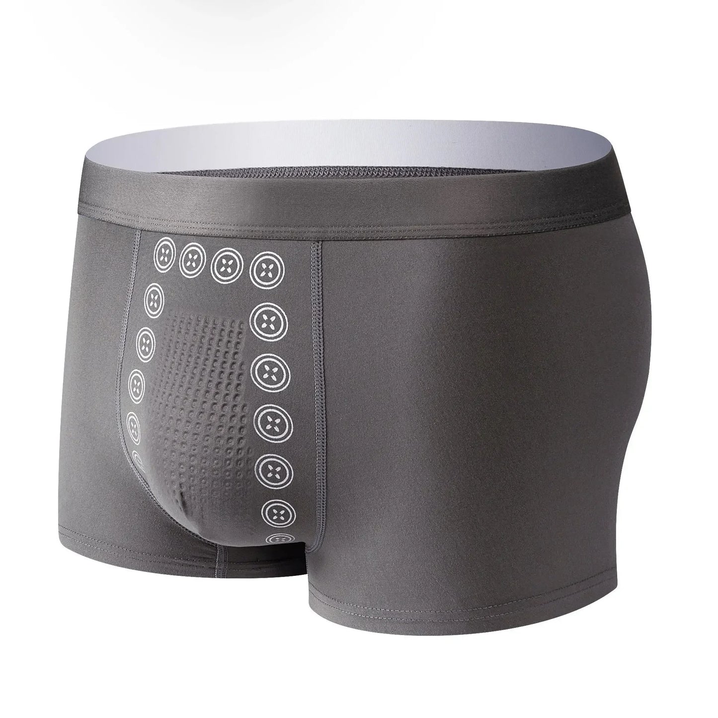 Men’s Boxer Shorts Non-Marking Mid Waist Anion Technology Comfort Underwear Breathable Massage Design Black Men’s Underpants