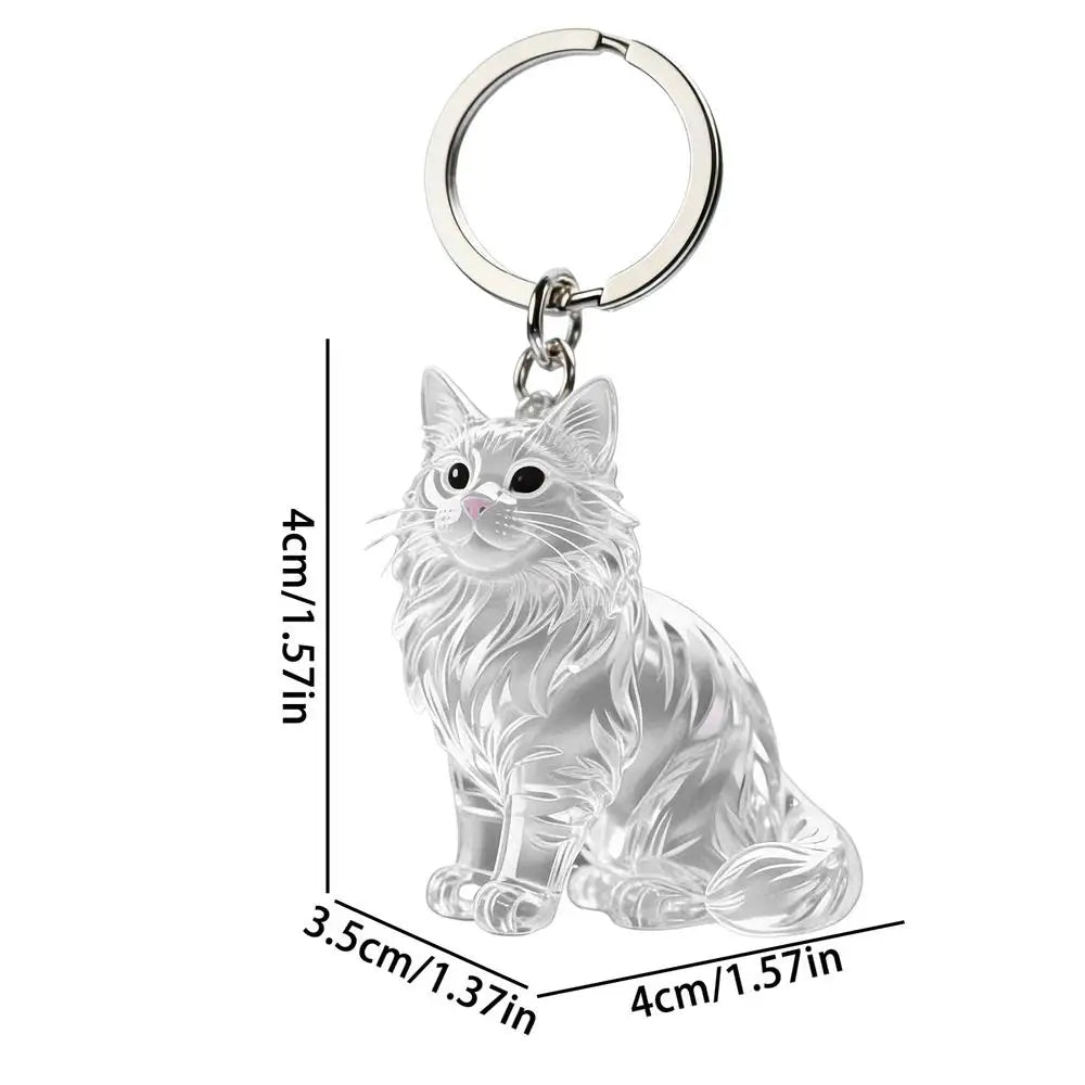 Cute Animal Fur Capsule Keychain, Transparent Cat Hair Bag Pendant, Souvenir Collection and Gift Decorative Accessory