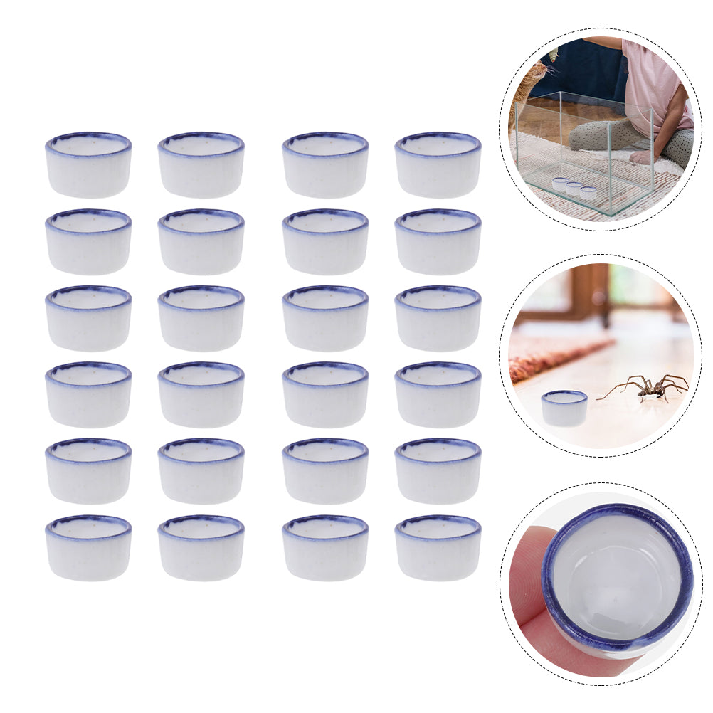 24 Pcs Reptile Water Dish Terrarium Bowl Mini Food Crawler Feeding Sink Lizard Pet Water Bowl Drinking Container Pet Drink Bowls