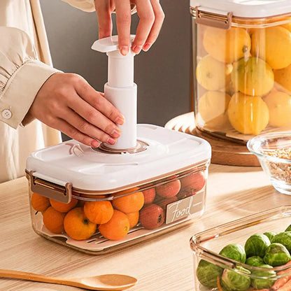 Vacuum Food Storage Container Set with Hand/Electric Pump Sealed Lid and Water Filter Jar Kit Kitchen Fridge Drainage Organiser