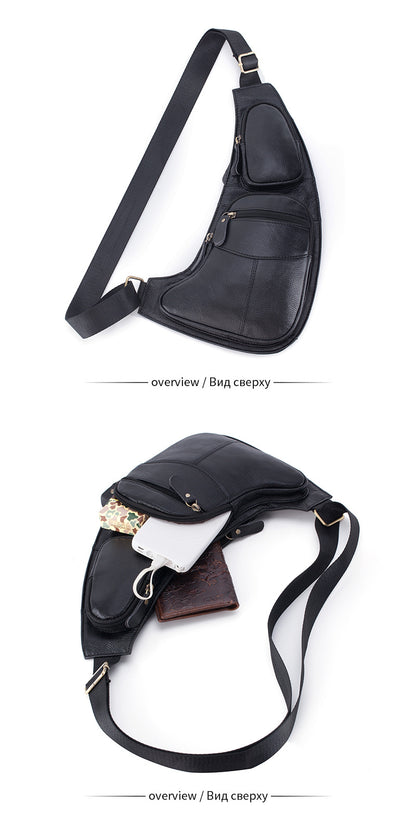 Men Cross Body Shoulder Sling Backpack Chest Bag Pouch Genuine Leather Casual Travel Retro Male Crossbody Messenger Side Bags