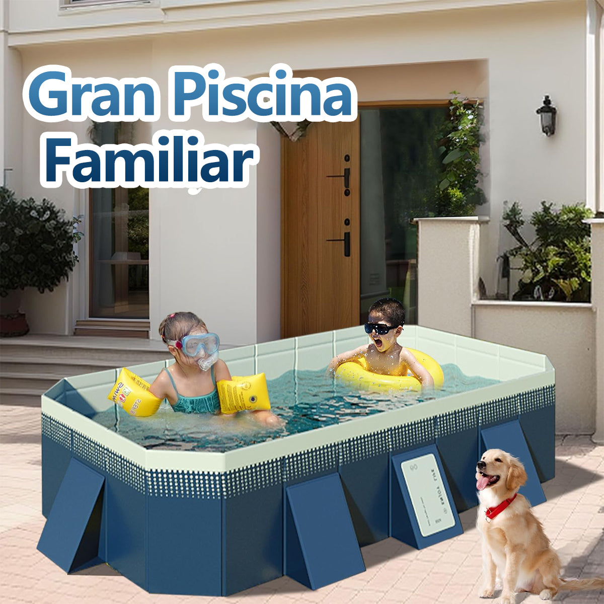 Foldable Pool Swimming Pool For Family Adults Child Collapsible Swimming Pool For Outside Backyard Portable Pet Swimming Pool For 1~8 People Can Connected Water Pump
