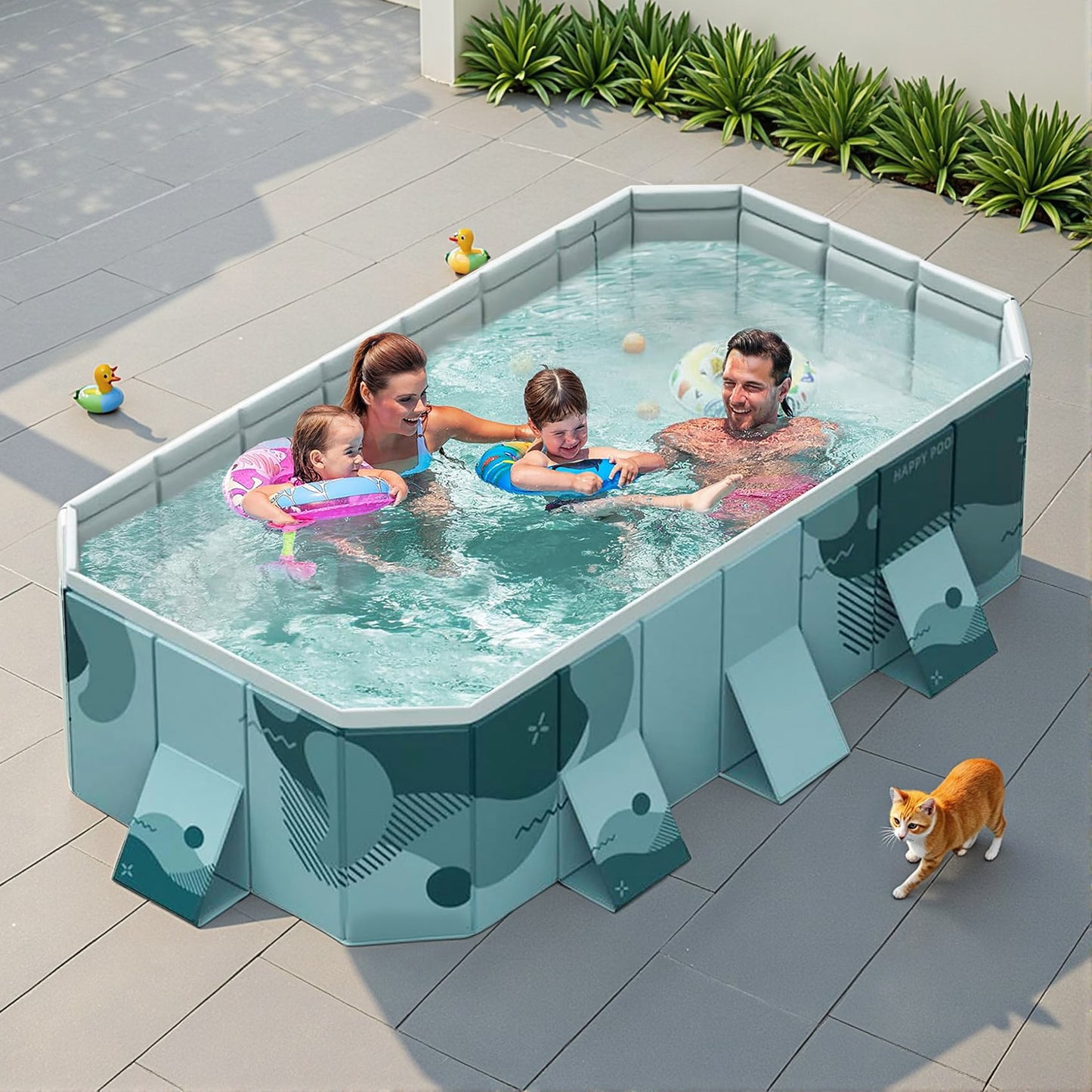 Printed Foldable Swimming Pool For Kids & Family Garden Use PVC Eco-friendly Leak-proof Pools For Kids Adults Outdoor Indoor Bathtub