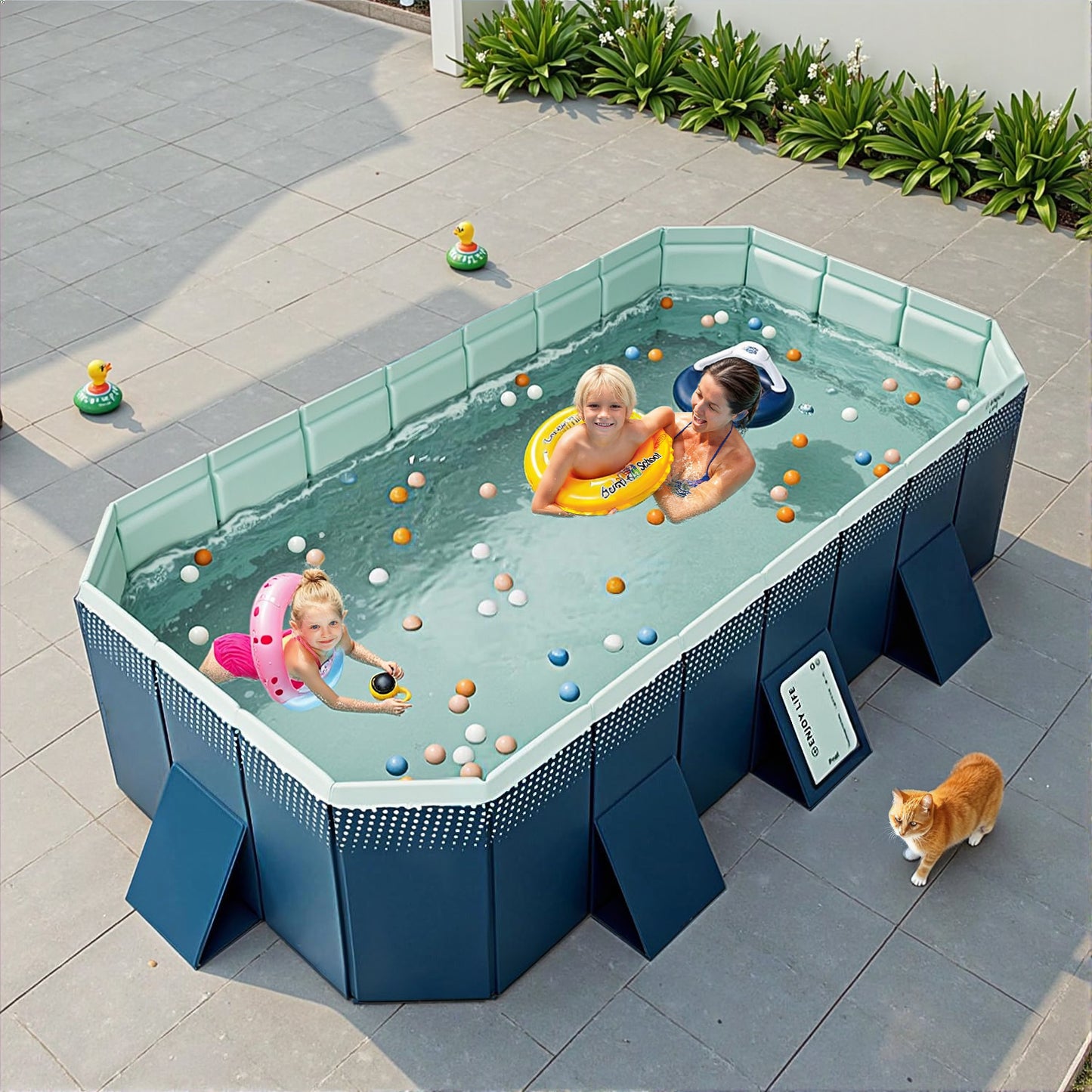 Printed Foldable Swimming Pool For Kids & Family Garden Use PVC Eco-friendly Leak-proof Pools For Kids Adults Outdoor Indoor Bathtub