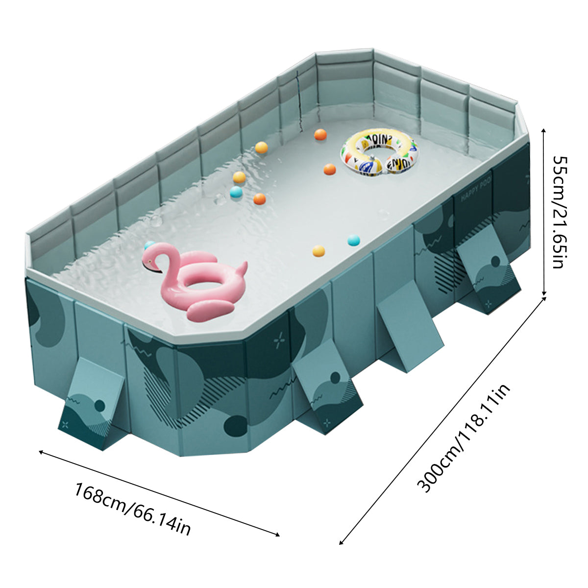 Printed Foldable Swimming Pool For Kids & Family Garden Use PVC Eco-friendly Leak-proof Pools For Kids Adults Outdoor Indoor Bathtub