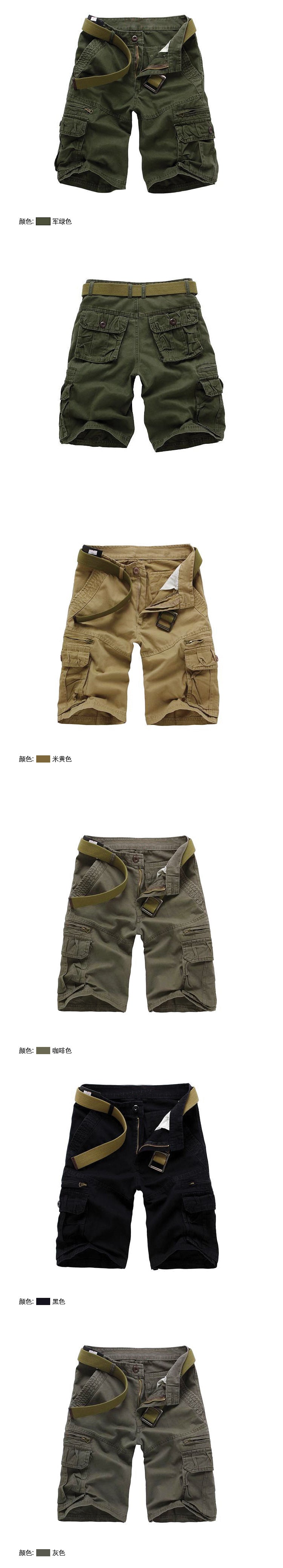 Summer Casual Shorts Men Cotton Cargo Shorts Mens  Multi Pocket Knee Length Pant Fashion Streetwear Shorts for Men Without Belt