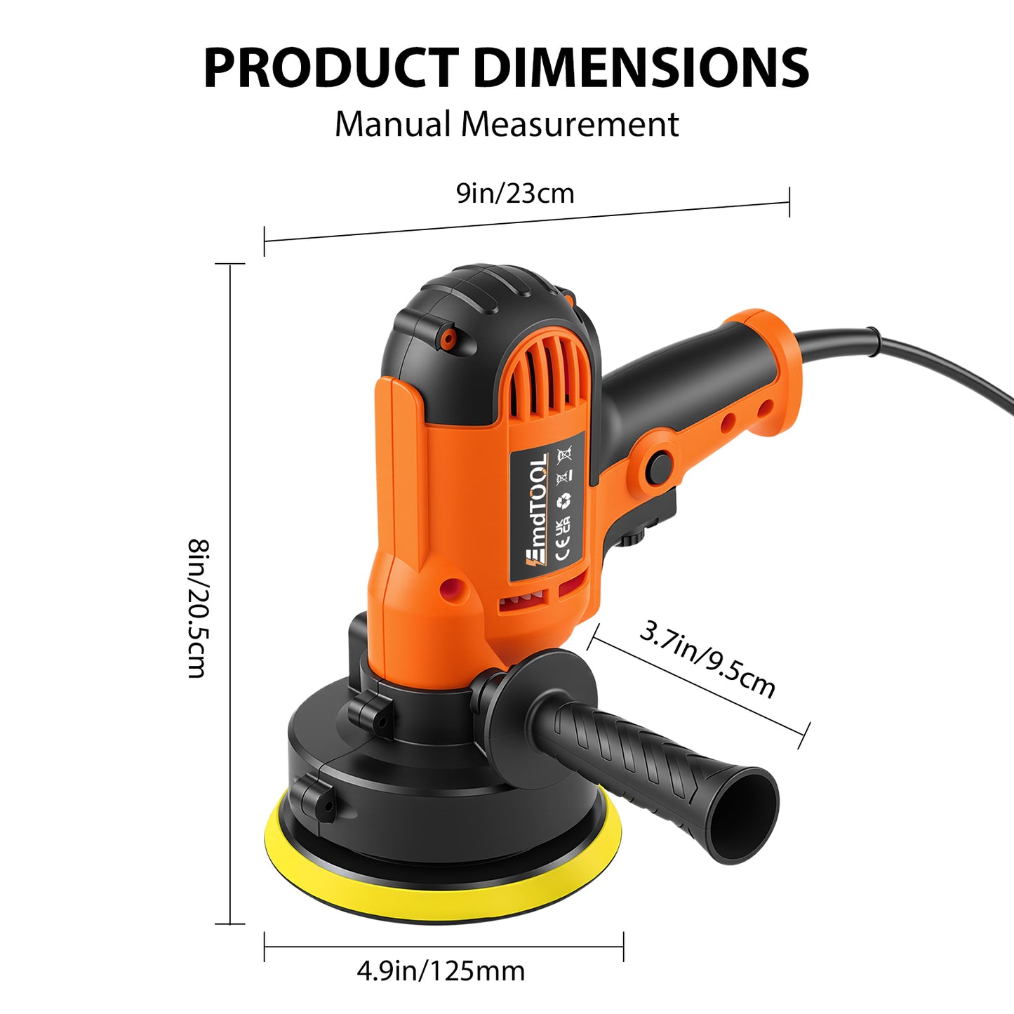 Buffer Polisher 1600W Electric Polishing Machines Portable Rotary Car Polisher with 0-3000 RPM Side Handles 3 Buffing Pads 125mm/5in Discs Perfect for Car Polish Floor Waxing Metal Descaling