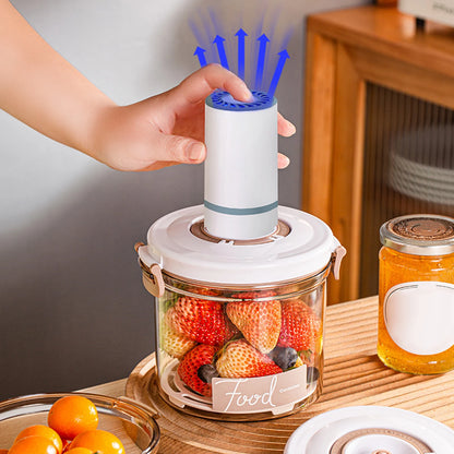 Vacuum Food Storage Container Set with Hand/Electric Pump Sealed Lid and Water Filter Jar Kit Kitchen Fridge Drainage Organiser