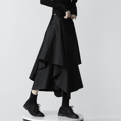 Women Skirts Gothic Irregular Skirts Pants Women High Waist White Black Long Skirts Female Pleated Skirts Culottes Women Clothes