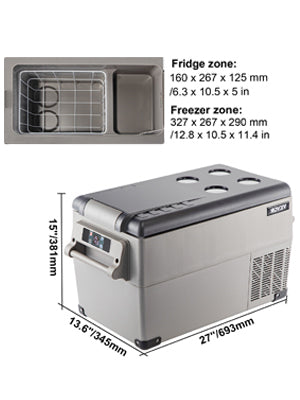 SucceBuy 15L - 55L Car Refrigerator Mini Fridge Freezer Portable Compressor Cooler DC 110-240V Ice Box for Camping RV Travel