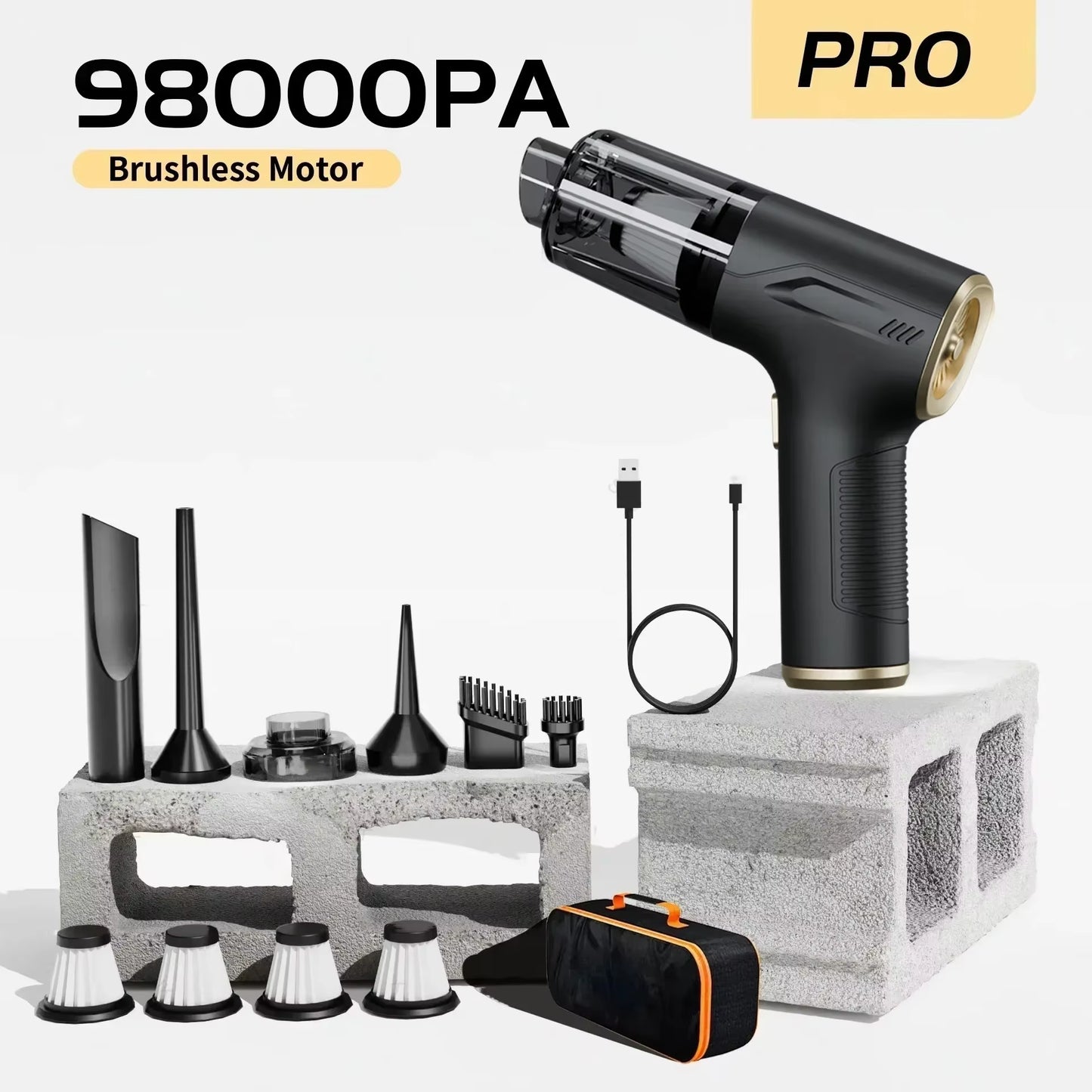 98000PA Mini Wireless Car Vacuum Cleaner Cordless Powerful Car Cleaner Handheld Portable Vacuum Cleaner Cleaning Machine