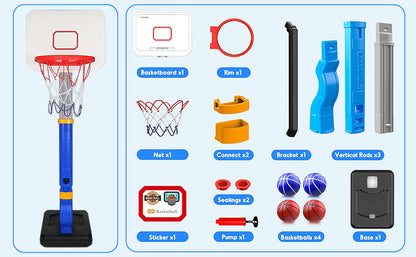 Basketball Hoop For Kids, Toddler With Stand 4 Basketballs Indoor Outdoor Backyard Sport Game Birthday Gifts Toys For Toddler