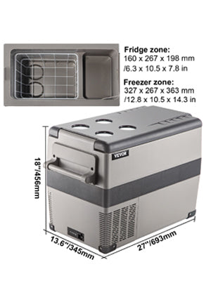 SucceBuy 15L - 55L Car Refrigerator Mini Fridge Freezer Portable Compressor Cooler DC 110-240V Ice Box for Camping RV Travel
