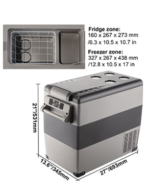 SucceBuy 15L - 55L Car Refrigerator Mini Fridge Freezer Portable Compressor Cooler DC 110-240V Ice Box for Camping RV Travel