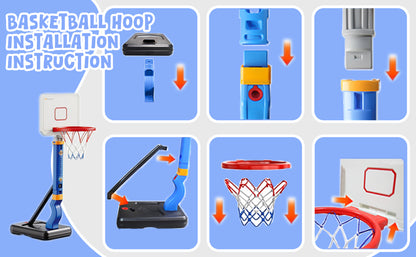 Basketball Hoop For Kids, Toddler With Stand 4 Basketballs Indoor Outdoor Backyard Sport Game Birthday Gifts Toys For Toddler