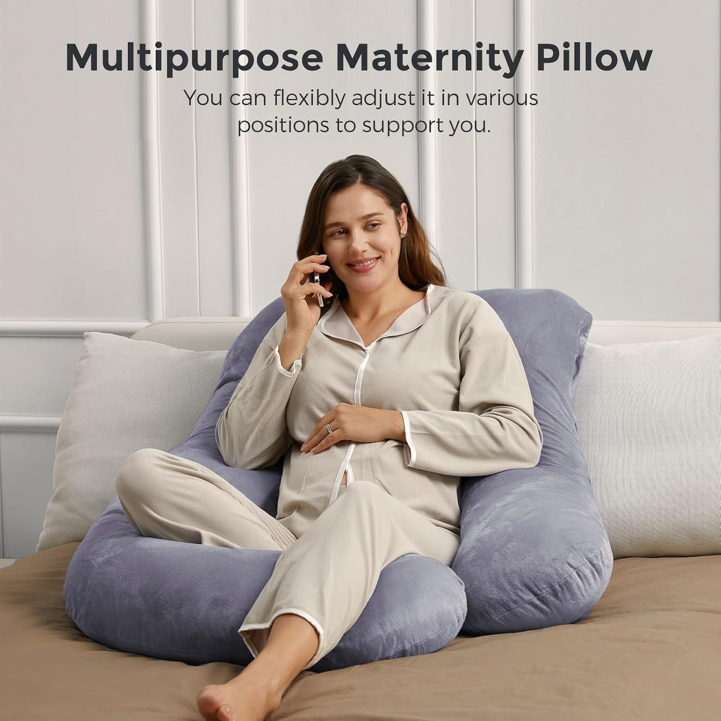 Pregnancy Pillow G Shaped Pregnancy Pillow with Removable Cover Full Body Pillow Support for Back, Hips, Legs, Belly (Dark Grey)