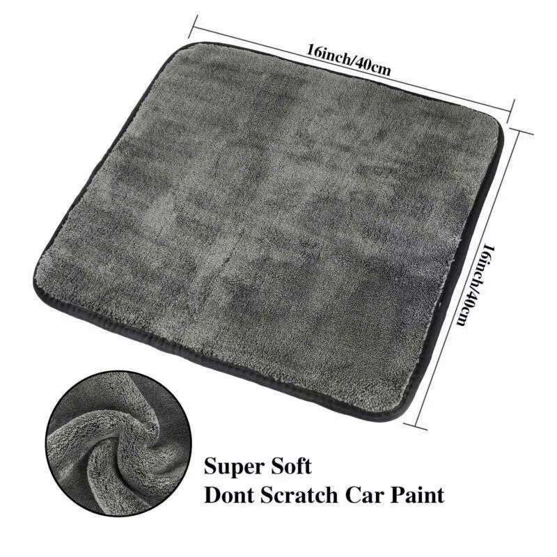 40X40Cm Car Wash Microfiber Towel 1200GSM Super Absorption Car Cleaning Drying Cloth Hemming Towels Detailing Care Rags
