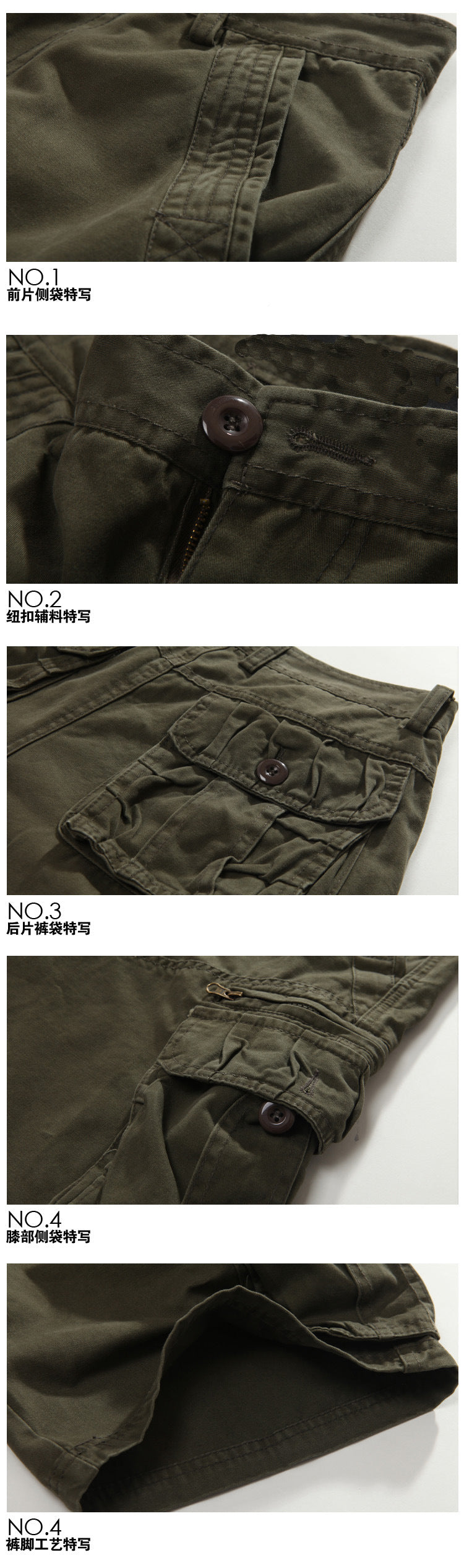 Summer Casual Shorts Men Cotton Cargo Shorts Mens  Multi Pocket Knee Length Pant Fashion Streetwear Shorts for Men Without Belt