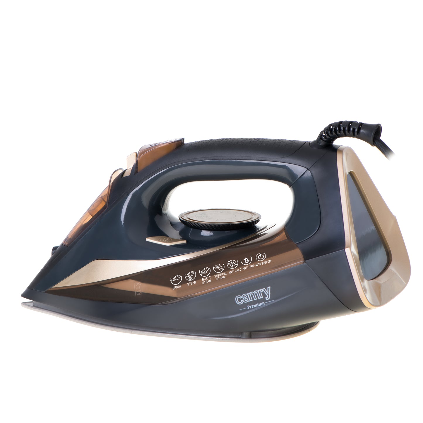 3400W steam iron with ceramic auto-off anti-drip anti-calc self-clean steam stroke 80g/min. Washer