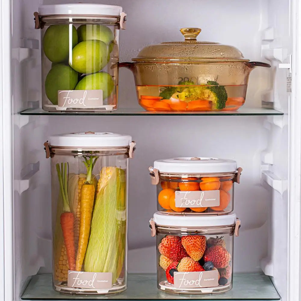 Vacuum Food Storage Container Set with Hand/Electric Pump Sealed Lid and Water Filter Jar Kit Kitchen Fridge Drainage Organiser