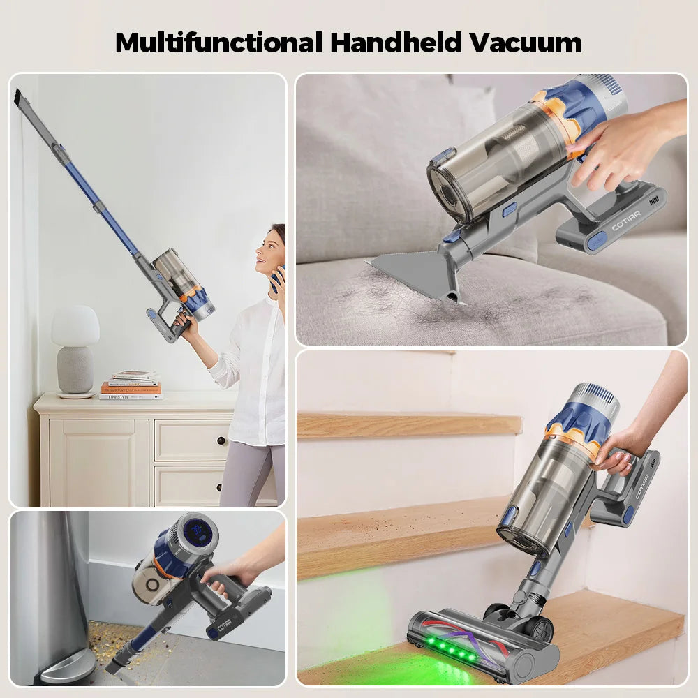 COTIAR S25 Cordless Vacuum Cleaner 650W 60kPa Strong Suction 70 Mins Runtime Handheld Home Appliance Portable Removable Battery
