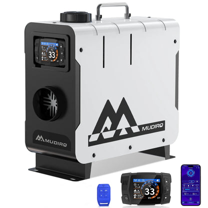 MUDIRO M-5S EVO-H Diesel Air Heater, CO Protection,Custom Alarm & Auto Shutoff, Whisper-Quiet, ±2°F Precision Temp, 5500m Auto-Adaptive Altitude,Smart LCD Bluetooth & Remote, Auto Start/Stop, for Car/Truck/RV/Boat/Tent/Bus/