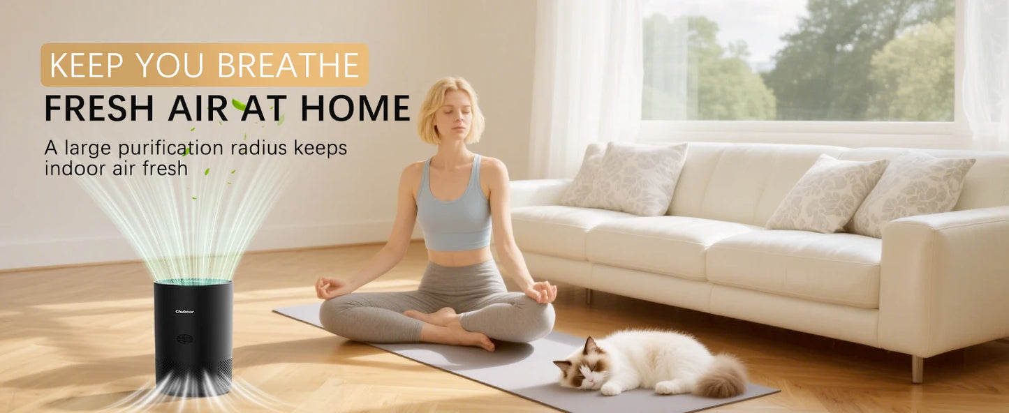 Chuboor Air Purifiers for Home H13 True HEPA for Bedroom Room Kitchen Washroom for Smoke and Dust Pollen Odors PM2.5 Detection 185m³/h CADR Supports Tuya App for 30-40 Square Meters of Clean Purifier Effectively Improve Air