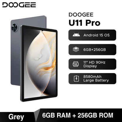 Global Version DOOGEE U11 Pro Android 16 Tablet 30GB(6+24) 256GB 11" HD 90Hz Display 8580mAh Battery Unisoc T7200 Widevine L1
