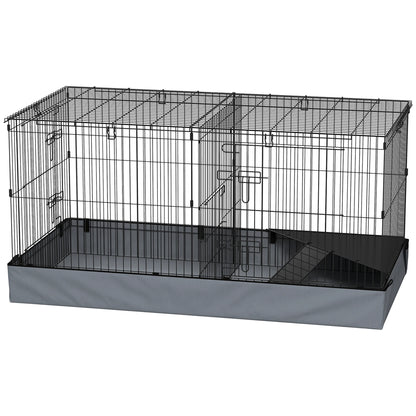 Large Metal Rabbit hamster Cage with Liner & Ramp, Indoor 2-Tier Bunny Habitat with Removable Base, Pet Cage for Rabbit, Guinea Pig, Small Animals