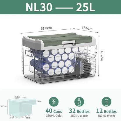Alpicool NL 25L 35L 45L Car Refrigerator 12V Compressor Fridge Freezer 12/24V DC 100-240V AC Portable Cooler for Camping Travel