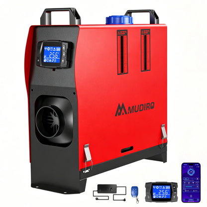 2026 Upgrade Mudiro 8KW Diesel Air Heater Auto High Altitude Mode&Smart LCD Panel Bluetooth APP + Remote Control Dual Wireless Auto Start‑Stop 4‑Language Voice Broadcast 1.5m Extension Cord 12V/24V/240V Adapter Ideal for