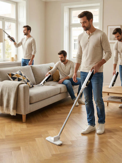 Handheld Vacuum Cleaner with LED Light, Portable Car Cordless Vacuum Cleaner with Powerful Suction and 7 Nozzles, Blowing, White
