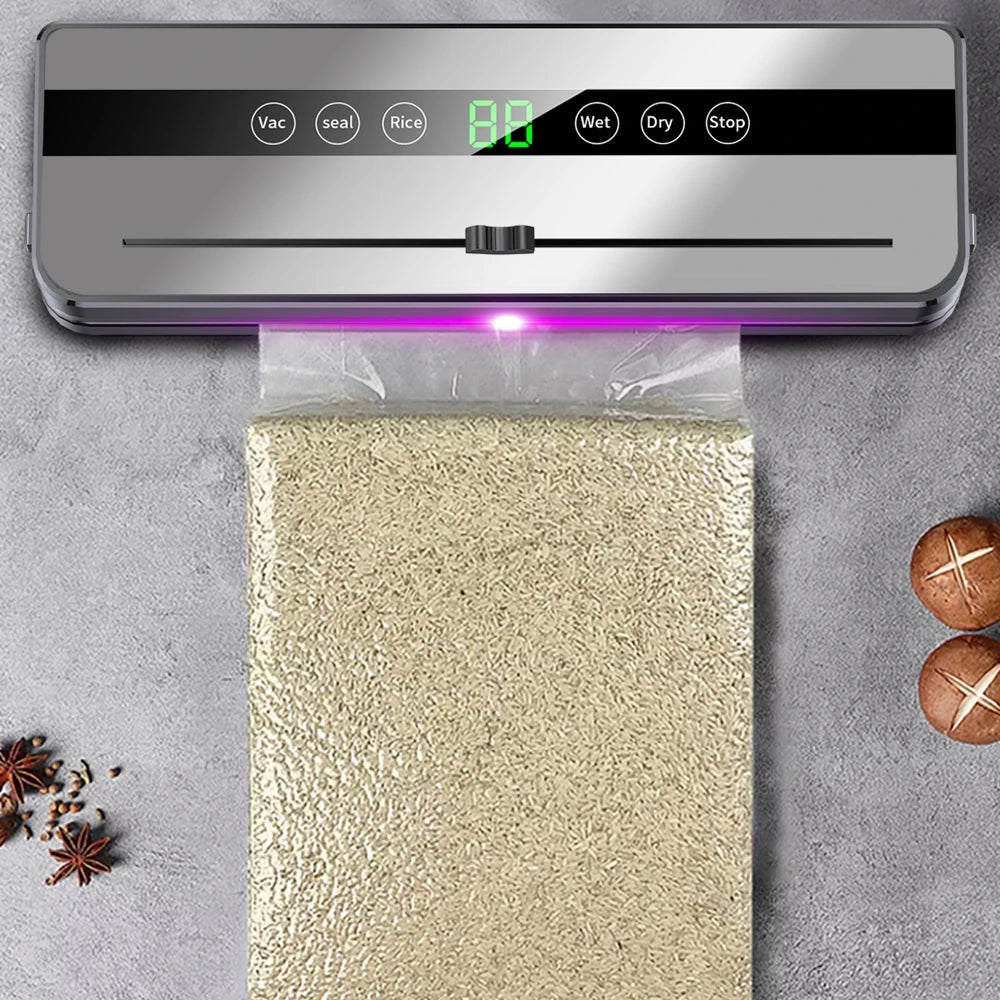 Food Vacuum Sealer Machine Dry Wet Food Vacuum Packaging Machine with UV Kitchen Food Storage Sealing Machine Built-in Cutter