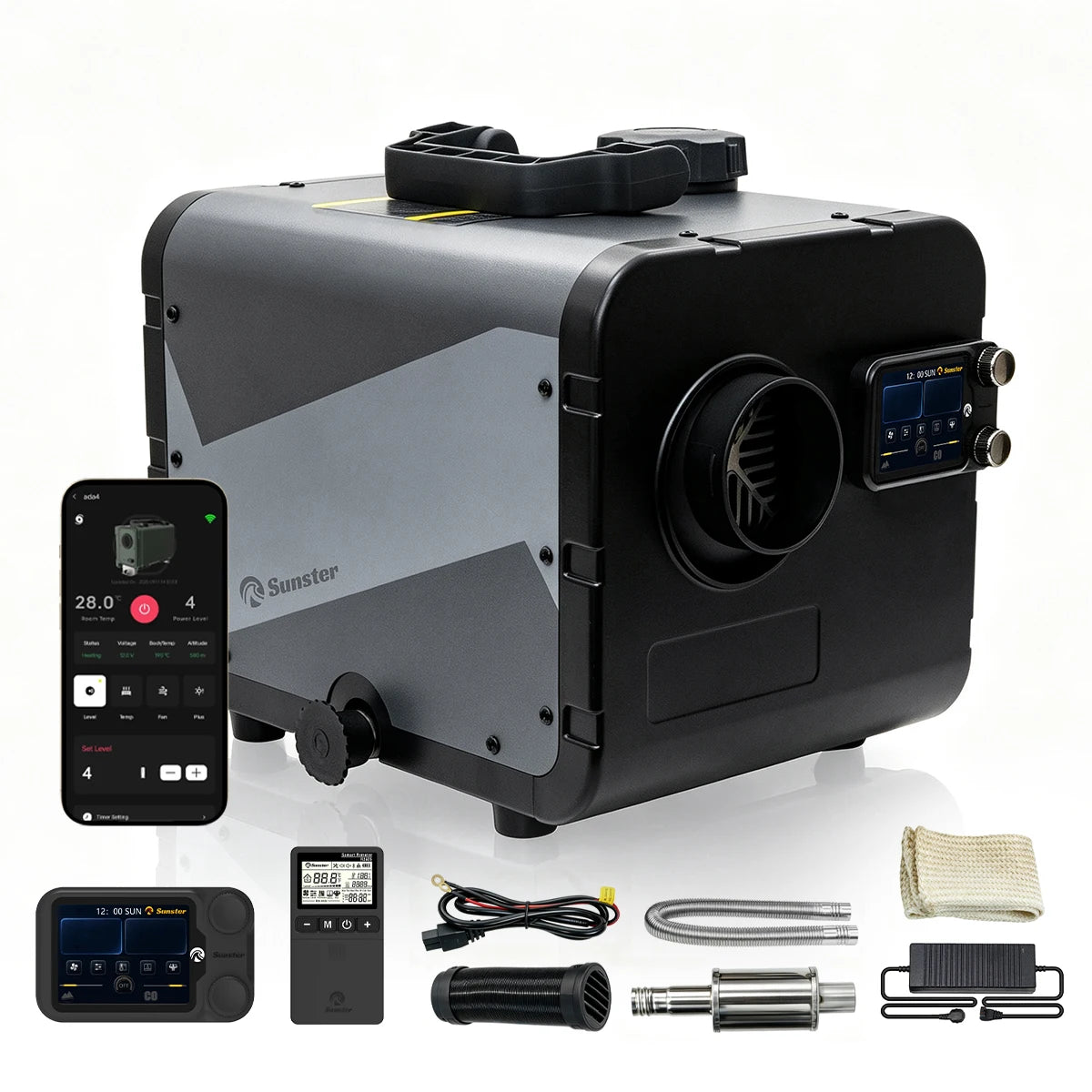 8KW Diesel Air Heater WiFi &Bluetooth App Control 12V/24V DC & 110-240V AC Dual Brushless Motor CO Monitor Remote Parking Heater