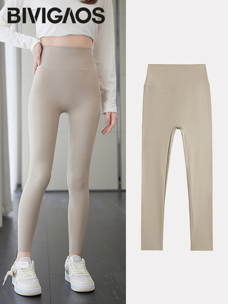 BIVIGAOS Summer Seamless Skin Feel Ultrathin Shark Leggings Women High Waist Tight Leggings Multicolor Sport Fitness Leggings