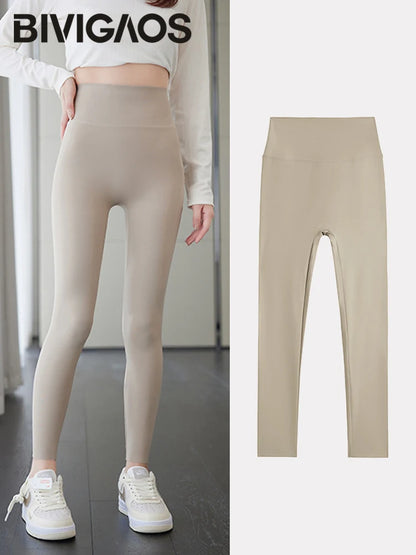 BIVIGAOS Summer Seamless Skin Feel Ultrathin Shark Leggings Women High Waist Tight Leggings Multicolor Sport Fitness Leggings