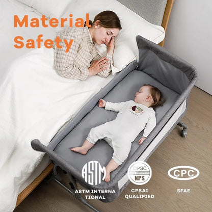 Baby Crib 3 in 1 Baby Bed Bedside Crib Baby Playpen 0-3 years child multi-function folding and lifting With Mosquito Net & Wheel