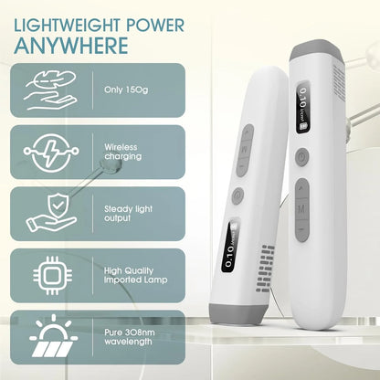308nm UVB Vitiligo Phototherapy Lamp Handheld Home Use UV Light Therapy Device for Psoriasis Eczema White Spots Skin Treatment