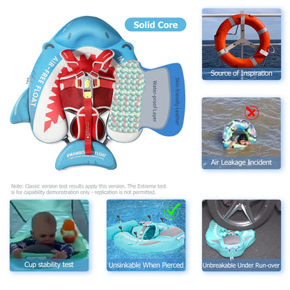 Mambobaby Float Safe Solid Core Comfort Skin-friendly Design with Canopy Baby Swimming Ring Toddler Pool Float Infant Water Ring