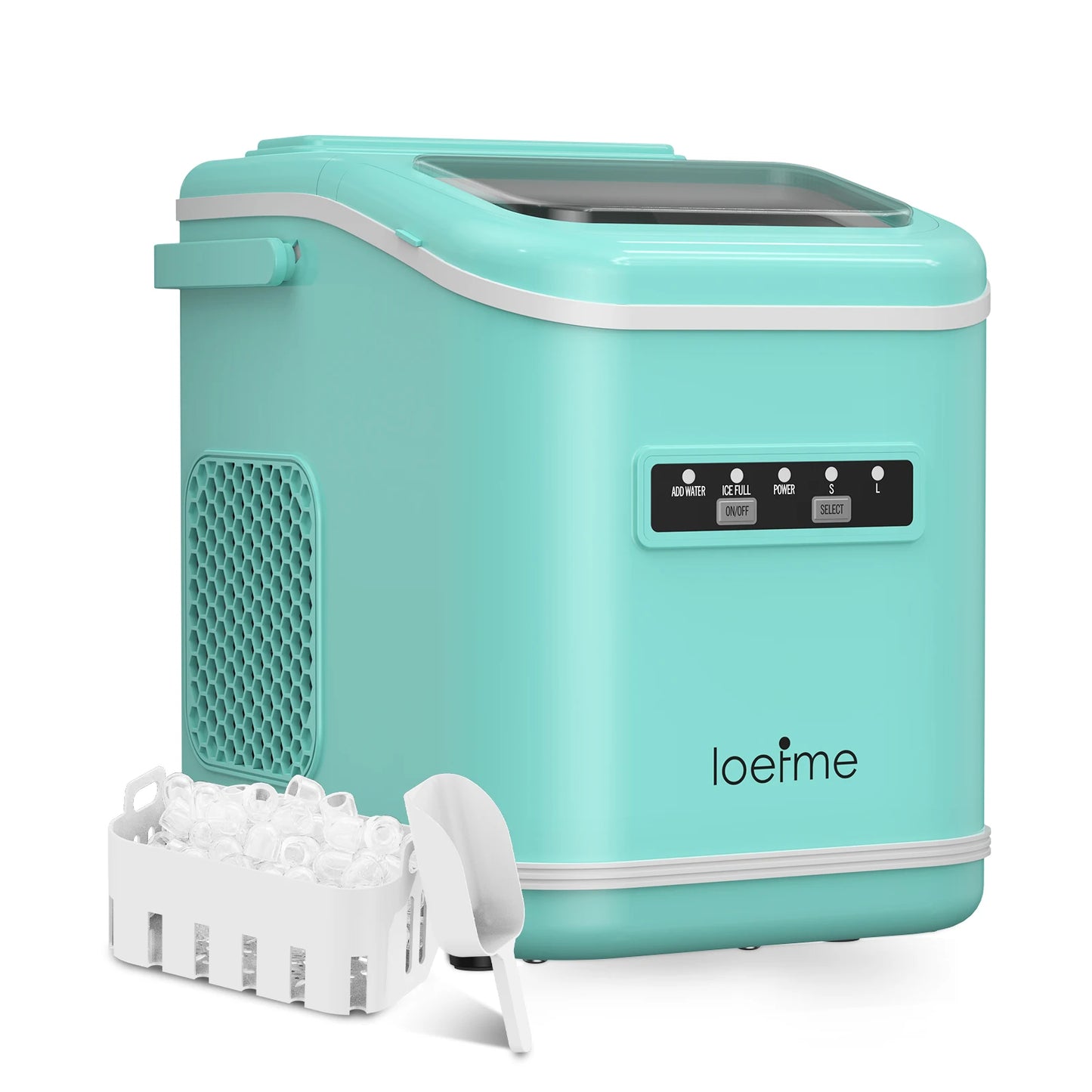 LOEFME Portable Ice Maker 12kg/24h 9 Ice Cubes in 6-13 Min LED Display with Adjustable Ice Size 1.4L Water Tank for Home