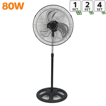 80W Silent Standing Fan with 3 Speeds and Oscillating Function, Diameter 45cm, Temperature Range 5 to 42 Degrees, Ce and Rohs Certified, Powerful and Efficient