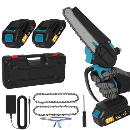 21V 6Inch Cordless Electric Chainsaw Powerful Electric Small Portable Chainsaw with Automatic Oiler Pruning Saw Woodworking Tool