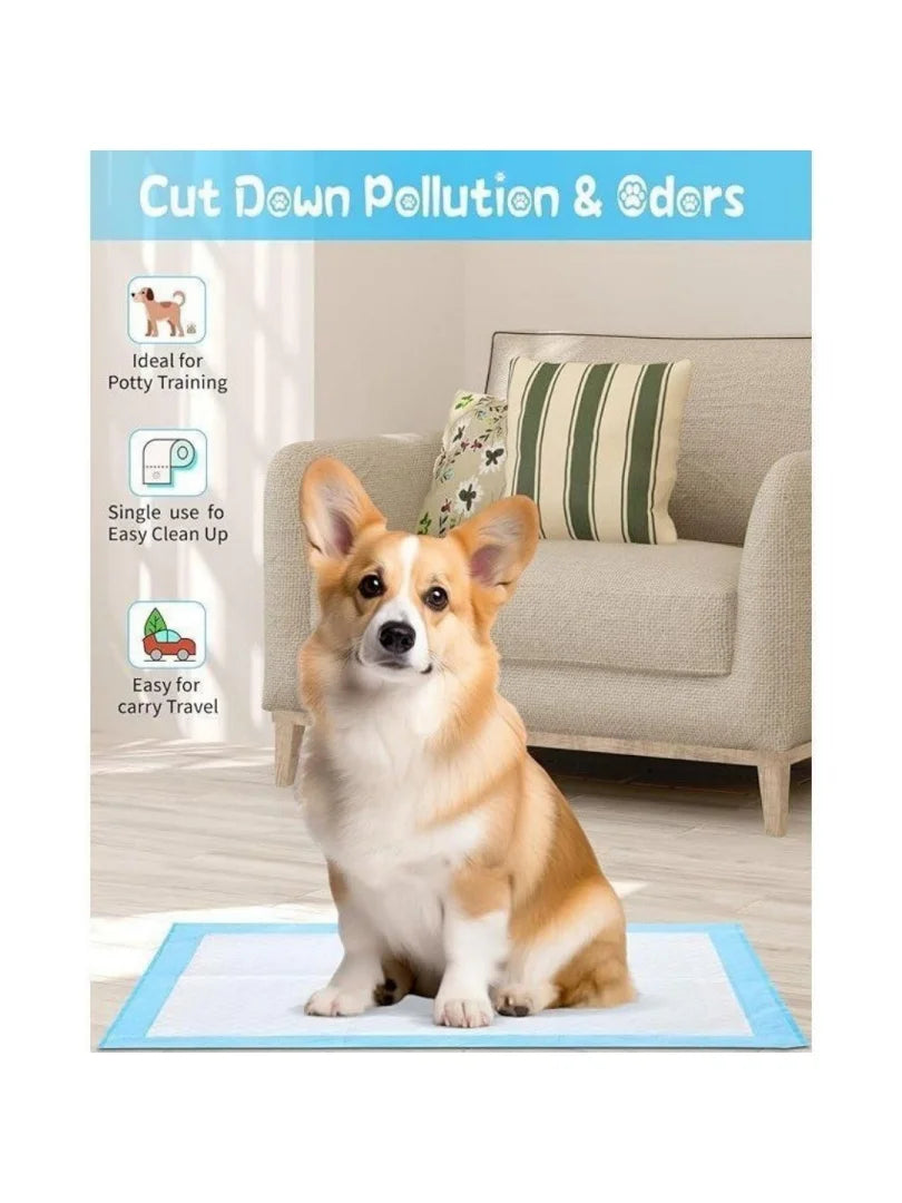 100 Pcs Dog Puppy Pee Pads for Potty Training, Ultra Absorbent Leak-Proof Charcoal Puppy Pads with Adhesive Tapes, Thicked Quick-Dry Disposable Pet Diapers for Indoor Dogs, Gift for Pet Owners New Puppy
