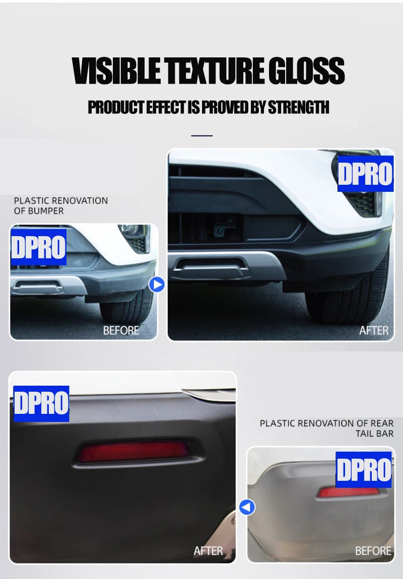 Dpro Plastic Restorer Renovator For Car Back To Black Gloss Car Clean Liquid Plastic Auto Polish Repair Coating Car Detailing