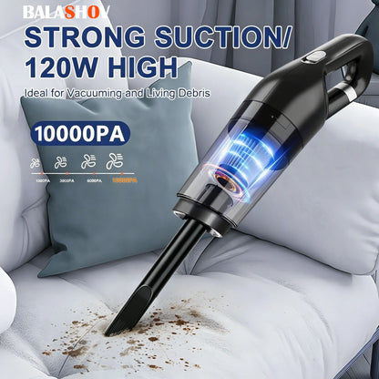 Handheld Vacuum Cleaner Rechargeable Portable Vacuum Cleaner Car & Home Dual Purpose Wireless Dust Catcher Pet Hair 10000PA 120W Powerful Suction  for cleaning carpets, seats, and floors